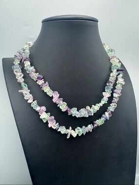 Multi-Color Fluorite Chip Bead Necklace